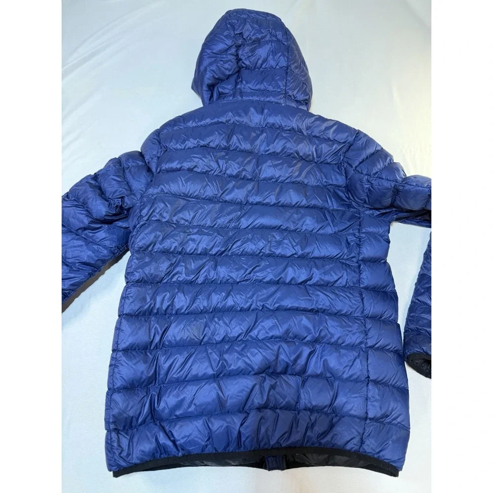 Roots Canada Womens Blue 700 Fill Down Puffer Coat Sz XS Warm Cozy Full Zip Hood
